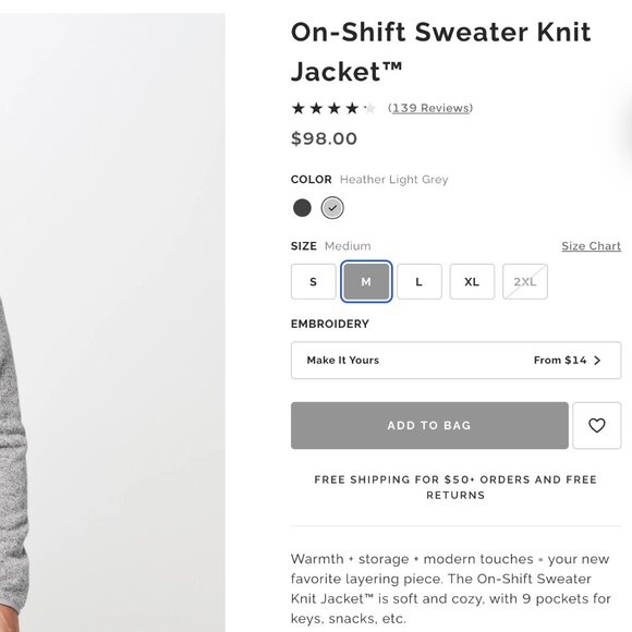 Figs Heather Light Grey On-Shift Sweater Knit Jacket - Picture 6 of 6